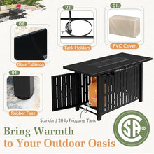 Greesum 13-Piece Patio Furniture Set with PE Rattan Sectional Sofa and 43in Gas Fire Pit Table Beige