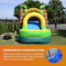 JumpOrange Commercial Inflatable Tropical Aloha Bounce House with Slide and Blower Aloha Tropical Mega 5-in-1 Wet/Dry Combo