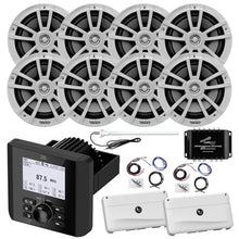 Enrock Marine Bluetooth AM/FM Radio with 8x 6.5" Speakers, 2x Amplifiers & Wiring Kit - White