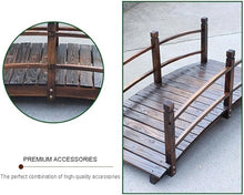 MKYOKO Garden Bridges with Safety Rails Stained Finished Wood Decorative Pond Bridges for Backyard/Cream/Farm, Outdoor Yard Walkway Path Arch Bridge