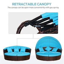 YWMLFZ 4-Piece Rattan Patio Furniture Set,Sunbed with Adjustable Sun Canopy, Sectional Sofa