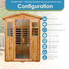 Xmatch Saunas 904V Far Infrared Sauna, Outdoor Wooden Dry Sauna Low EMF (Hemlock Wood, 4-Person Size)