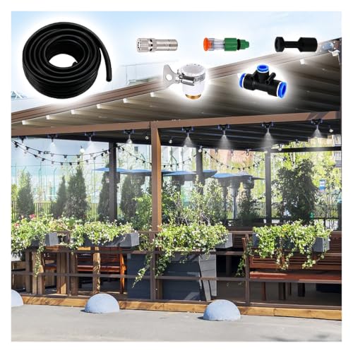 ERRULAN Outdoor Cooling Misting System Kit, Patio Misting System for Backyard, Garden & Terrace, Mist Cooling Kit for Heat Relief DIY Easy Install