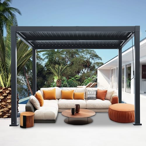 Goldshire 10'x 10' Patio Louvered Pergola Aluminum Black Hardtop Gazebo