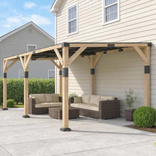 Outsunny 10' x 20' Wooden Gazebo Hardtop Lean-to for Patio Light Walnut