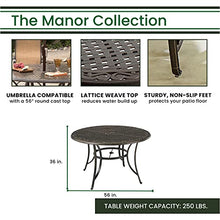 Hanover Manor 7-Piece Outdoor Dining Set with Swivel Chairs and Round Table Tan