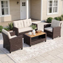 FansaFurn 4 Piece All Weather Wicker Patio Furniture Set for Porch Patio