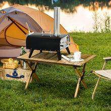 Outdoor Pizza Oven with 12" Rotating Stone, Peel and Cover, Portable Pellet Wood Fired Pizza Maker with Foldable Legs, Stainless Steel Pizza Grill for Outside, Backyard, Outdoor Kitchen