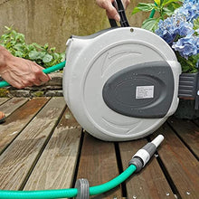 CFDZCP Automatic Retractable Garden Hose Reel, Wall Mount Auto Rewind, with 3 Function Spray Gun, Brass Connector, Any Length Lock, Garden Watering, Car Washing
