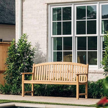TITAN GREAT OUTDOORS Ash & Ember Solstice 5 FT Grade A Teak Outdoor Bench, Weather-Resistant Patio Bench with Bow Back Design, Contoured Seat, Porch & Garden Seating for 2