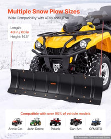 VEVOR Snow Plow Kit 43 in/60 in Width Adjustable Universal Plow Attachment