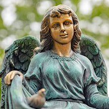 Zaer Ltd. Large Magnesium Angel Statues (Outdoor Safe) (24”T Kneeling with a Dress Birdbath(Bronze Finish))