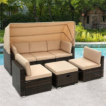 YWMLFZ Outdoor Sunbathing Rattan Sofa Steel Chaise Metal Chair Modular Sectional Sets with Roof