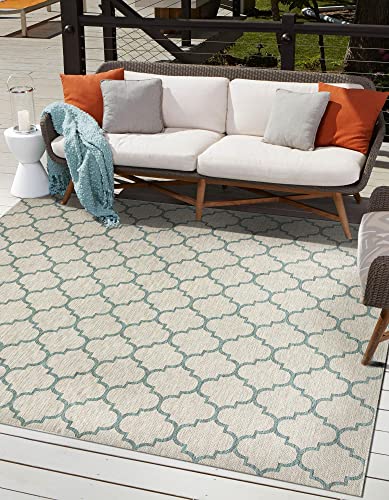 Unique Loom Outdoor Trellis Collection Area Rug - Trellis (Square 13' 0" x 13' 0", Gray/ Ivory)