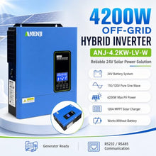 4200W Solar Hybrid Wechselrichter 24Vdc zu 110Vac Reiner Sinus Wechselrichter mit 120A MPPT Solarladeregler, Max PV-Eingangsspannung 500V, für 24V Lithium Batterien,mit WiFi-Modul