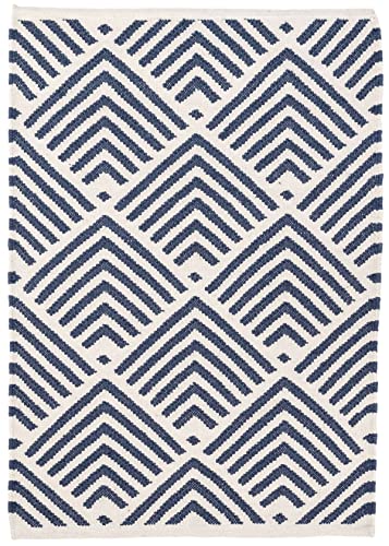 Dash & Albert Cleo Indoor/Outdoor Area Rug 5' x 8' Navy Geometric Handwoven Washable