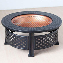 Garden Fire Pit Grill Bowl Grill Barbecue Rack Fire Pit with BBQ Grill Shelf,Outdoor Metal Brazier Round Table Fire Pit Garden Patio Heater/BBQ/Ice Pit,Outdoor Fire Pits
