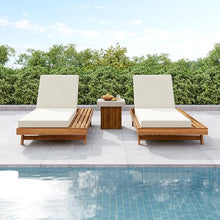 Merax Acacia Wood Chaise Lounge Chair Outdoor Set of 2, Patio Recliner with 4 Position Adjustable Backrest and 4" Thick Double-fold Cushion