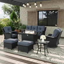 Aeeiua 7 Piece Patio Furniture Set with Fire Pit Table