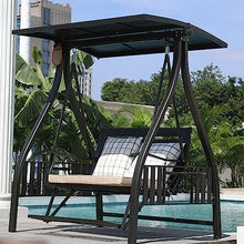 uhyOHF Outdoor Courtyard Porch Swing Rocking Chair Double Hanging Chair Solar Swing Chair can Lie Down Suitable for Garden Balcony (Black