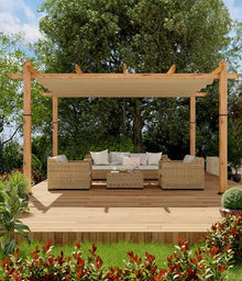 10x13 ft Outdoor Metal Pergola, Aluminum Pergola Gazebo with Adjustable Canopy & Reinforced Frame, Patio Sun Shade Shelter for Backyard Garden Porch and Deck
