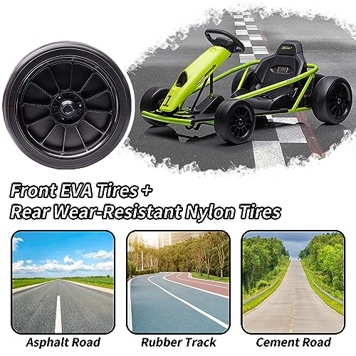 Nasitip 24V Kids Go Kart 300W Motors 9Ah Battery 8MPH Drifting Toy Green