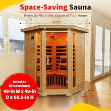 Blue Wave 3-Person Hemlock Corner Infrared Sauna w/ 7 Carbon Heaters,Brown