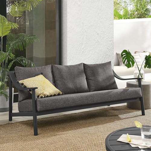 Modway Terrace Aluminum Outdoor Patio Sofa in Carbon Graphite