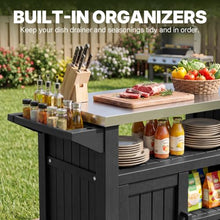 Fancyango Rolling BBQ Prep Cart – Outdoor Grill Table with Wheels-Black