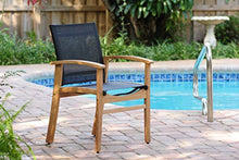 Amazonia Keystone 9-Piece Oval Patio Dining Set Grade A Teak Wood Black Sling Chairs Black