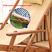 POLGDW Outdoor Wooden Patio Lounge Chair, Foldable Outdoor Sling Chairs Height Adjustment Portable Reclining Camping Beach Chair Wood Frame with Polyester Canvas