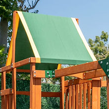 Sportspower Olympia Wood Swing Set with 3 Swings, Slide & Monkey Bars Natural/Green