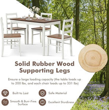 FURUIM2024M Dining Table Dining Table Set for 4 Solid Wood Rectangular Table 4 Chairs 5 Pieces Farmhouse Dinette Set Rubber Wood Legs Rustic Brown Table and Chairs Dining