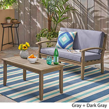 Christopher Knight Home Keanu Outdoor Acacia Wood Loveseat and Coffee Table, Gray