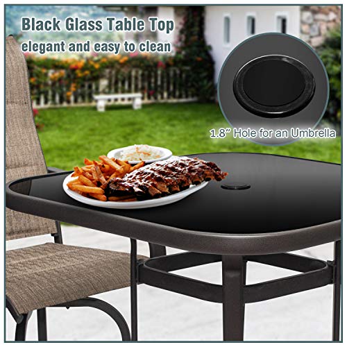 Super Mart 5PC Outdoor Bar Stools Set with Swivel Chairs and Bistro Table Brown