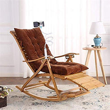 HCZKIUJ Bamboo Rocking Chair Adult Napping Chair Recliners Folding Lunch Break Balcony Chair Couch Lounge Chair Old Man Chair Patio Wooden Swing Chair
