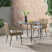 Alburgh All-Weather Outdoor Bistro Set with 4 Mixed-Materials Rope Chairs, Cushions and Modern 30 in. H Weather-Resistant Bistro Table - Patio Furniture Seating & Table Set