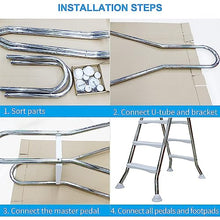 Above Ground Swimming Pool Ladder, 4-Tread Stainless Steel Pool Steps, 52 Inch Heavy Duty Pool Step Ladder, Easy Assembly and Climbing
