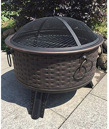 Fire Pits for Garden Outdoor Fire Pits Steel Fire Bowl with Grill & Cover & Poker Camping Fire Pit BBQ Brazier Wood Charcoal Patio Heater