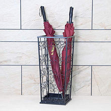 Wrought Iron Umbrella Stand Hotel Lobby Home Rain Gear Storage Rack Long Handle Umbrella Storage Bucket (Color : Brown) (Black)