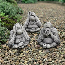OLOMA Concrete Three Wise Monkeys Garden Statue Set No Hear No See No Speak No Evil Monkeys Figurines Outdoor Realistic Gorillas Yard Decor Meditation Zen Sculpture Handcrafted Primate Art