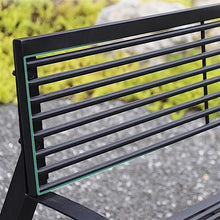 Park Patio Seat Garden Benches Park Chairs with Armrest, Durable Steel Frame Terrace Bench with Round Tube Backrest and Seats, Modern Leisure Chairs Garden Furniture Furniture