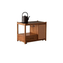 Couch End Table Chinese Style Tea Cabinet Living Room Corner Sofa Side Table Wooden Mobile Side Table Trolley Corner Tables for Living Room