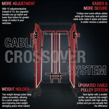 Mikolo Power Cage with LAT PullDown, Cable Crossover & Pulley System Red