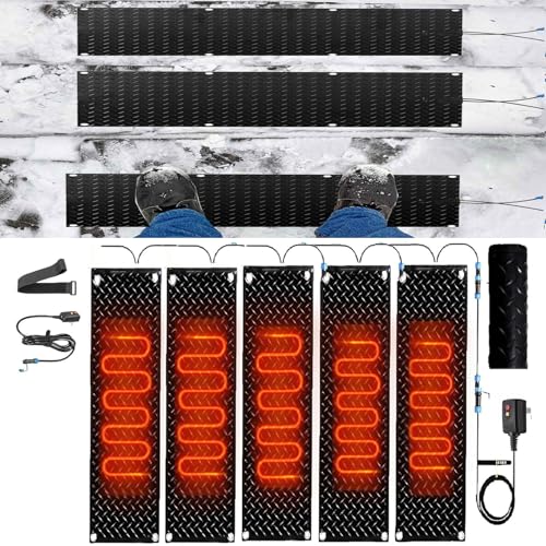 XYWGBMS Heated Snow Melting Outdoor Mats, Heated Outdoor Mats, Electric Snow Melting Mats for Winter Snow Removal, Snow and Ice Melting Mats and No-Slip Stair Heating Mats,5 Pcs-40x160cm/15.7x63in