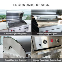 Fuego F36S-Pro-B 304SS w/Lights & Rear Burner Built-in Gas Grill, Stainless Steel