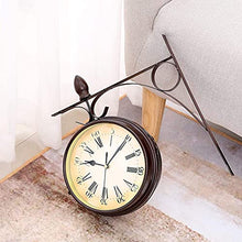 EHVYBDX Wall Clock, Outdoor Double Sided Wall Clock Garden Wall Clock with Bracket European Retro Style Wrought Iron Black Double Sided Roman Numerals Wall Clock Indoor Outdoor