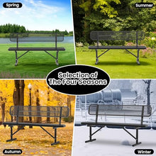 HIMcup 6 FT Heavy Duty Park Bench, Outdoor Metal Black Bench with Back-Commercial Steel Benches for Outside, 2-4 Person Seat-Garden Benches with Portable Frame for Outdoors