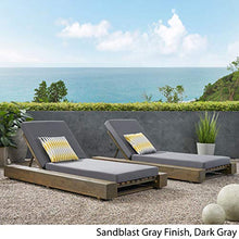 Great Deal Furniture Outdoor Acacia Wood Chaise Lounge Set of 2 Sandblast Gray Finish, Dark Gray