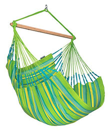 LA SIESTA® Large Comfort Domingo Hammock Chair & Steel Stand - Weatherproof, Hanging Hammock Chair with Stand - Indoor Outdoor Swinging Chair, Bedroom Porch Hammock Swing Chair with Stand - Lime
